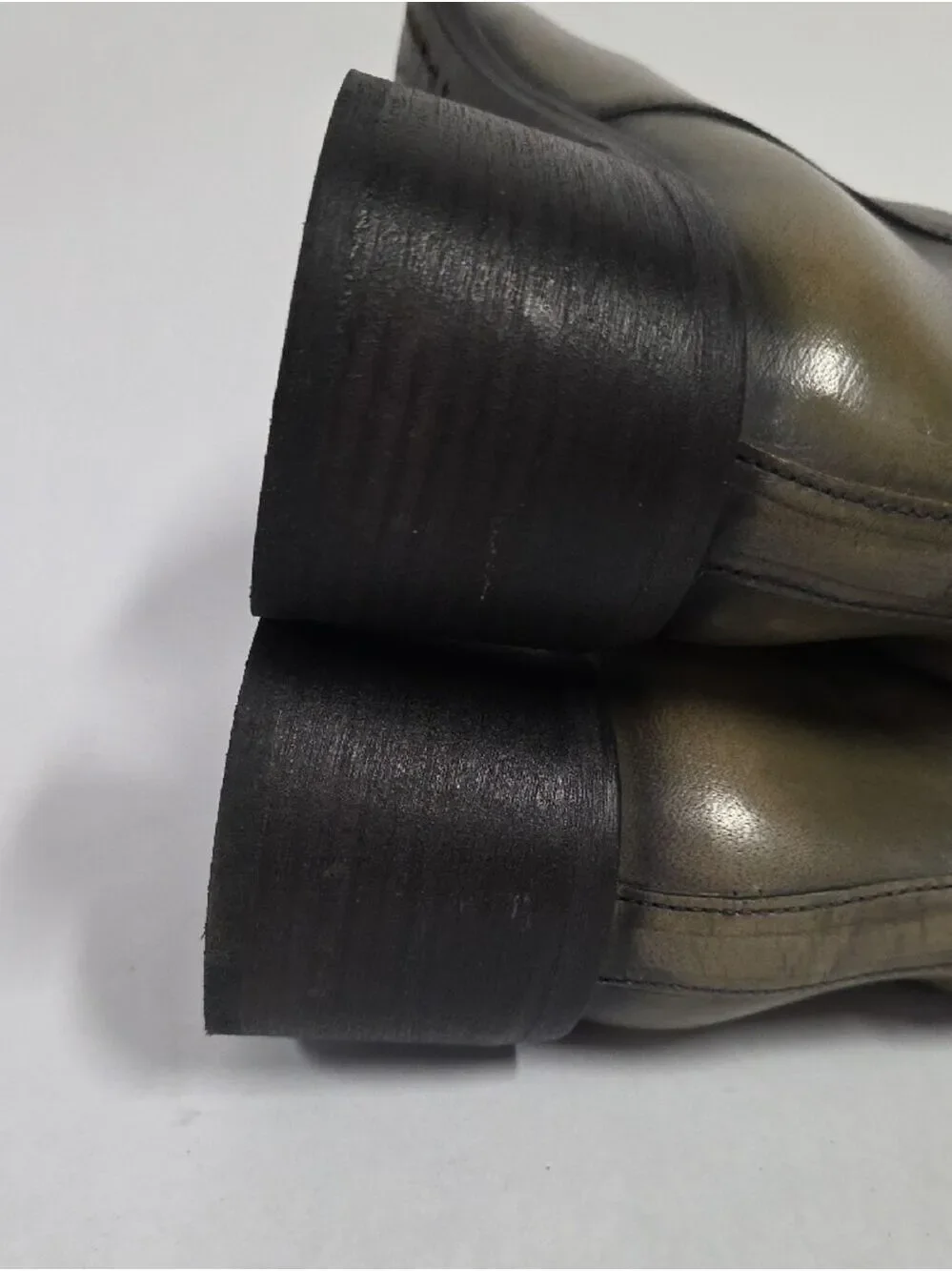 Moma Women’s Italian Leather Agnes Olive Ankle Boots - Side Zipper, Size 9 - 9.5